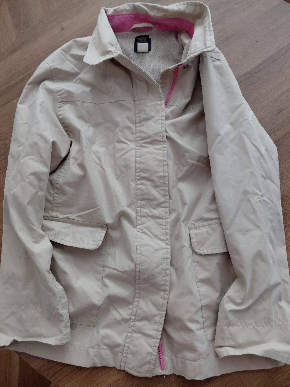 GAP kids Girls Khaki Jacket Trench Coat Large Zipper Buttons Pockets